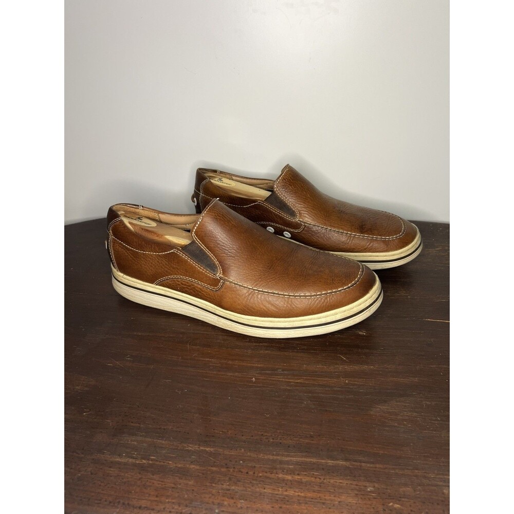 Johnston & Murphy Men's Brown Leather Casual Slip-On Shoes Size 9.5 Rubber Sole